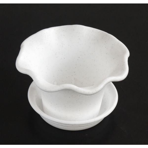 ミニ観葉ビオラポット 受皿付 クールホワイト 容量500ml (100円