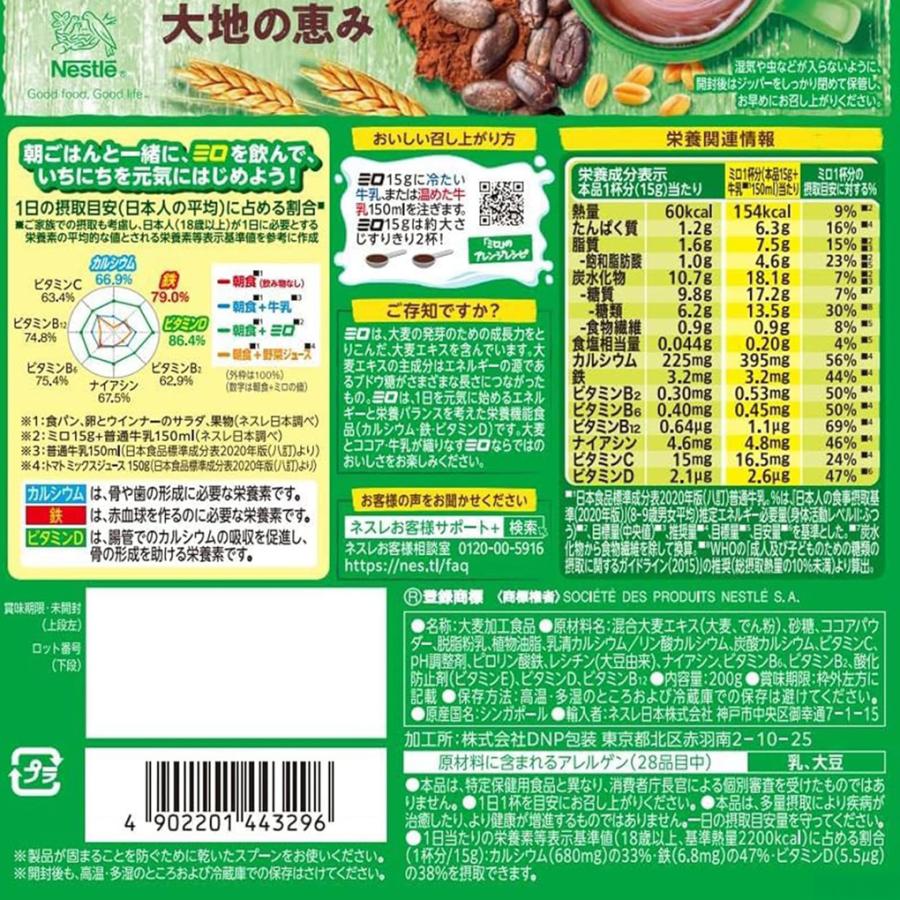 ミロ（ネスレ） ネスレ ミロ 200g 1袋セット ココア 栄養機能食品 栄養