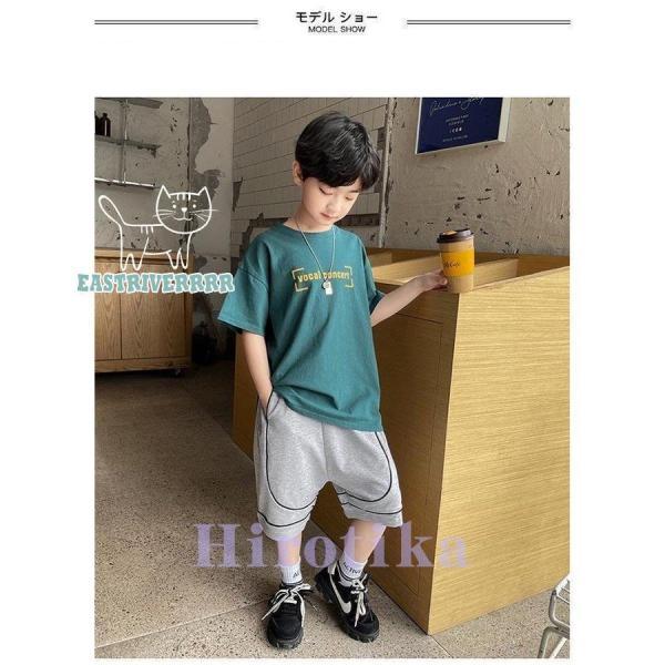 男児 半袖Tシャツ ゆったり 半ズボン キッズ 上下セット 男の子 2点