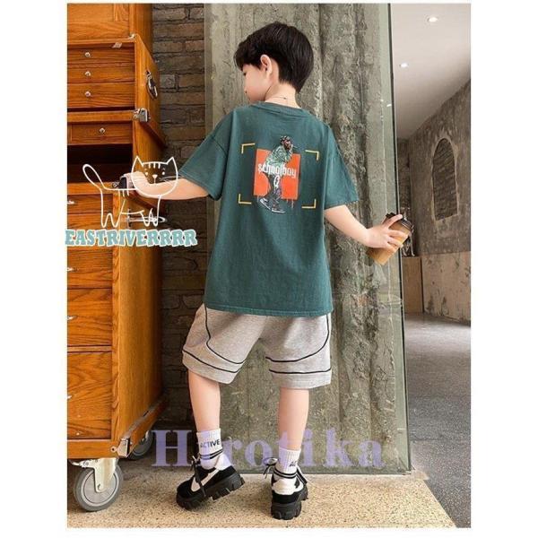 男児 半袖Tシャツ ゆったり 半ズボン キッズ 上下セット 男の子 2点