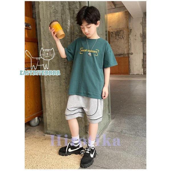 男児 半袖Tシャツ ゆったり 半ズボン キッズ 上下セット 男の子 2点