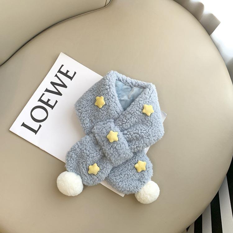 専用⭐気まぐれ…限定商品❤キッズサイズ☆ネックウォーマー❤カラフル星…白 キッズマフラー 星柄 小顔効果 子供用 ポンポン付き ベビー 女の子