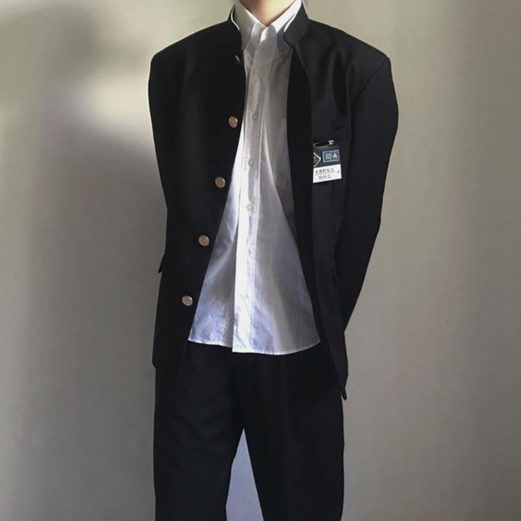 学生服 上下セット 男子 制服 学ラン 詰襟 ラウンド襟 上着 ズボン 4点