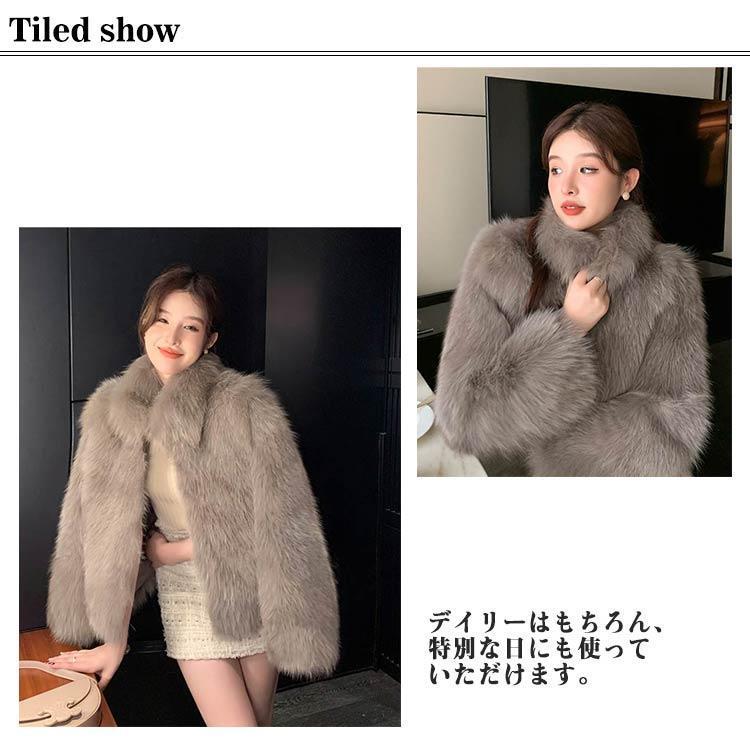 フェイクファーコート ファージャケット スタンドカラー ショート丈