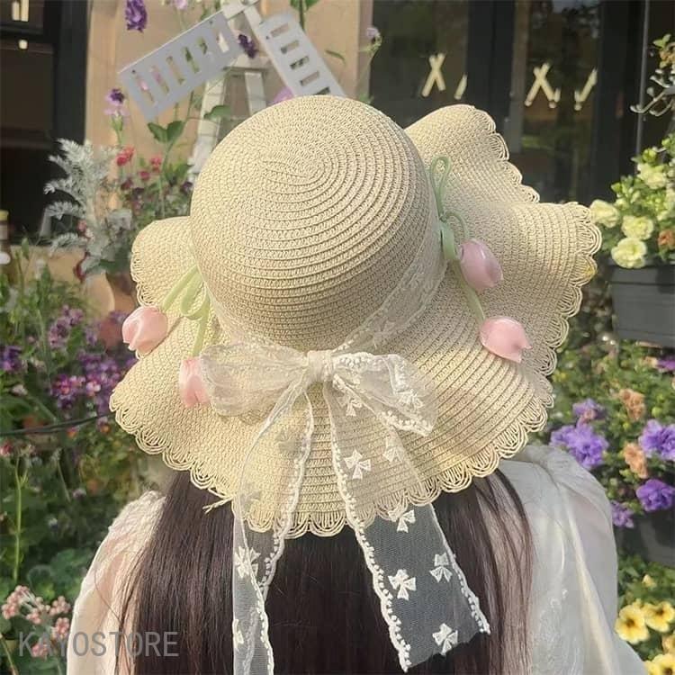 麦わら帽子 レディース 帽子 サマーハット 夏 ストローハット つば広