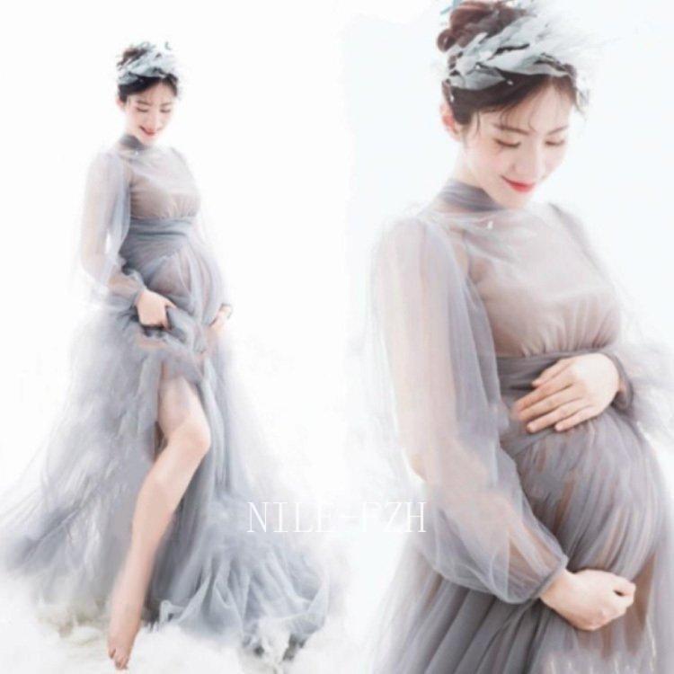 マタニティフォト ワンピース 撮影 マタニティドレス 妊婦写真 透け感