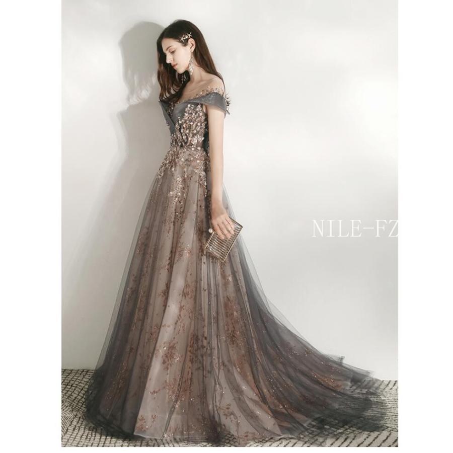 ウエディングドレス パーティードレス オフショルダー ロング丈ドレス aラインワンピース 結婚式 大きいサイズ 披露宴 二次会 謝恩会 演奏会 発表会 食事会 高級の画像