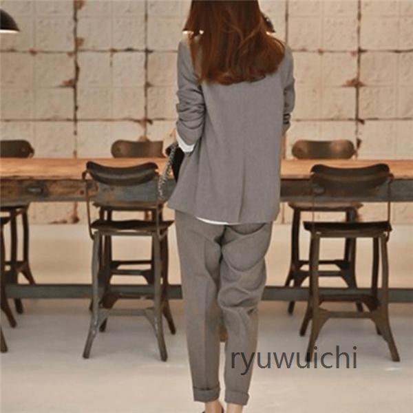 レディース スーツセット 2点セット パンツスーツ ビジネススーツ 女性 春秋新作 テーラード 大きいサイズ 韓国風 着痩せ 体型カバー 大人かわいい