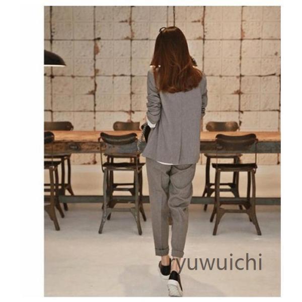 レディース スーツセット 2点セット パンツスーツ ビジネススーツ 女性 春秋新作 テーラード 大きいサイズ 韓国風 着痩せ 体型カバー 大人かわいい