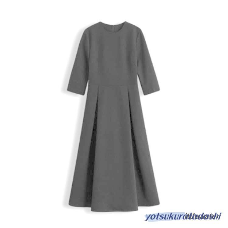レディース ワンピース ロングワンピース 分袖 大人 フォーマル 春 秋 ブラック 膝下 喪服 ポケット付き 上品 クルーネック 大きいサイズ_13