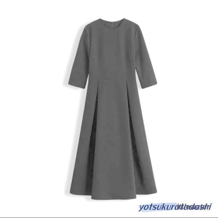 レディース ワンピース ロングワンピース 分袖 大人 フォーマル 春 秋 ブラック 膝下 喪服 ポケット付き 上品 クルーネック 大きいサイズ_3