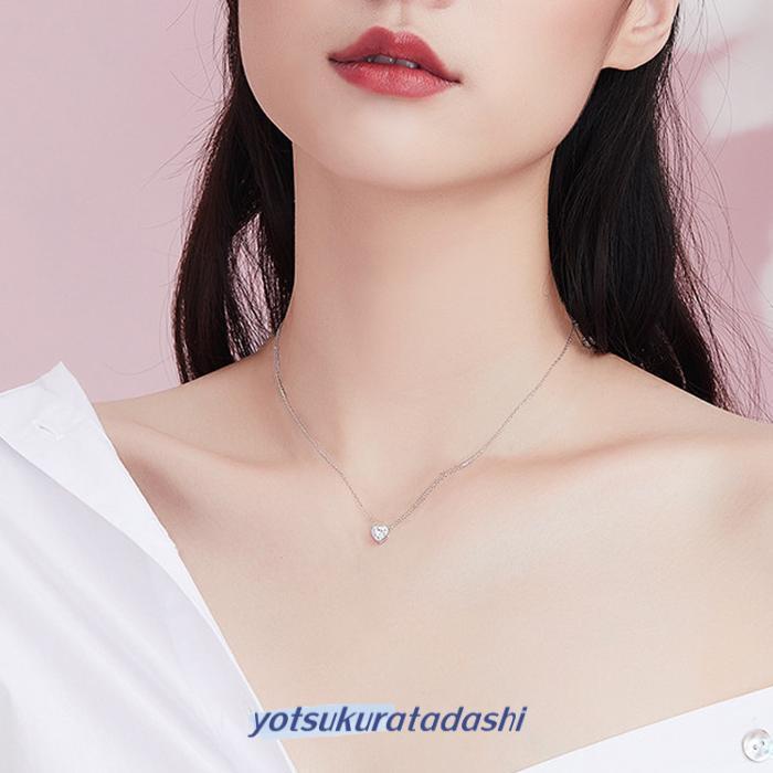ネックレス レディース 一粒ダイヤ ハートネックレス シンプル 彼女 妻 娘 嫁 女性 誕生日お祝い 誕生日プレゼント ホワイトデーお返しの画像
