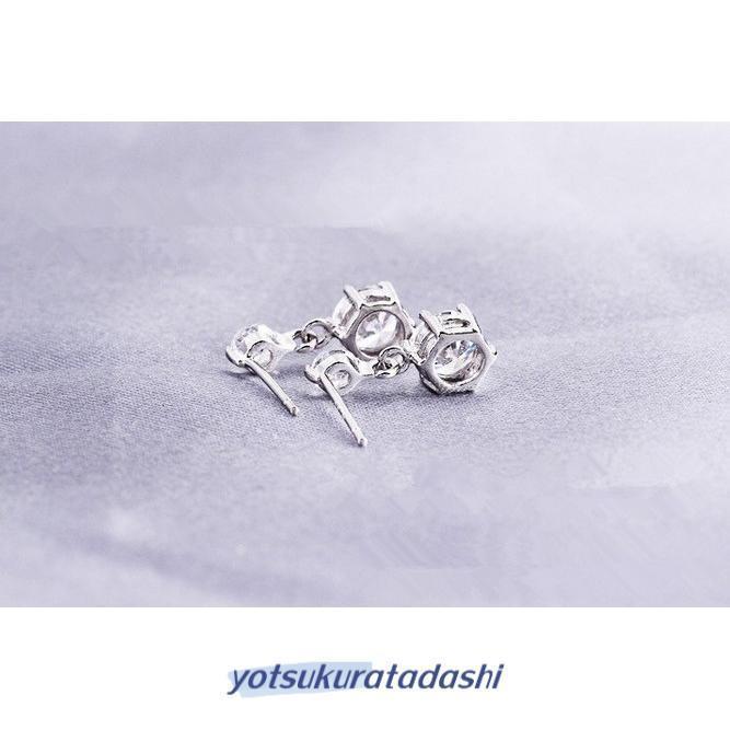 ピアス ダイヤ 2連粒ピアス 大粒 揺れるダイヤ プラチナ仕上げ シルバー925 cz レディース  プレゼントの画像