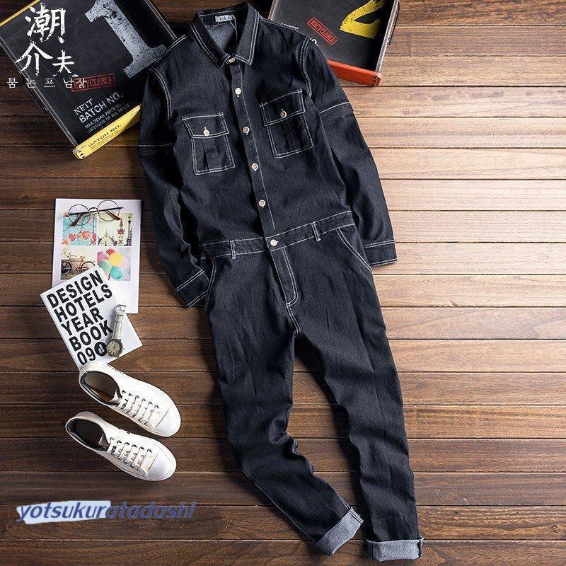 メンズサロペット オーバーオール デニム つなぎ オールインワン ペインター ワークパンツ カーゴ 個性 作業服