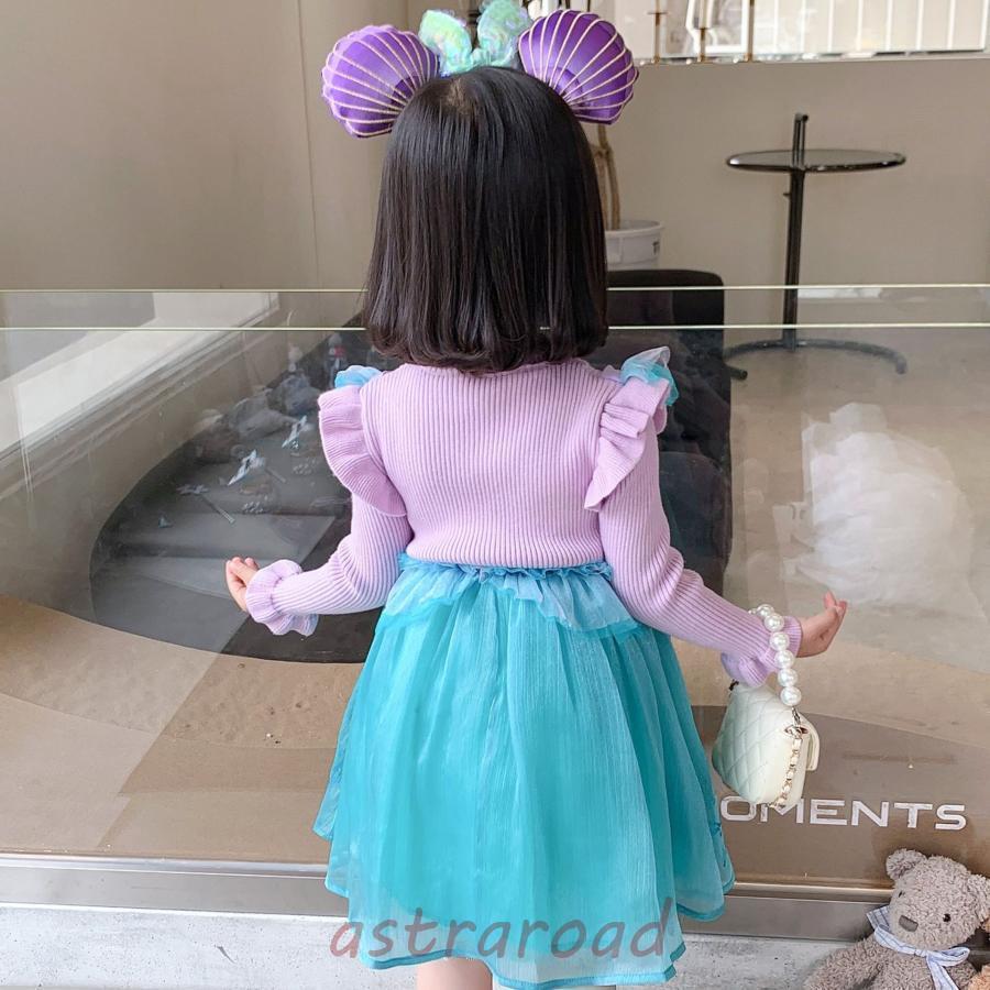 プリンセスドレス アリエル ドレス 仮装 長袖 ワンピース 衣装 なりきり コス クリスマス クリスマス 子供服 キッズ ロング おすすめ ランドの画像