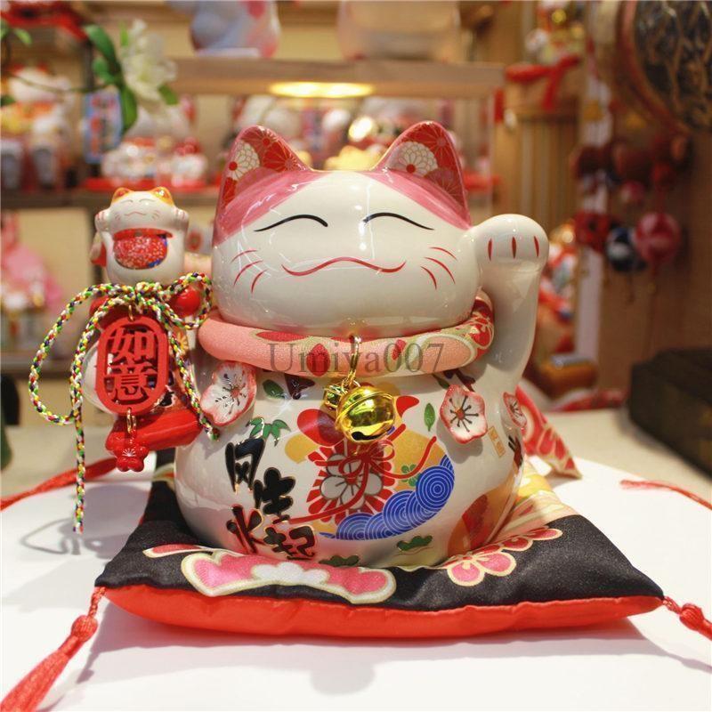 招き猫 ルームランプ 陶器製 置物 開運 縁起物 レトロ 照明 高さ23cm 金運アップグッズ 招き猫 置物 金運招福 千客万来 幸せ 新築祝い