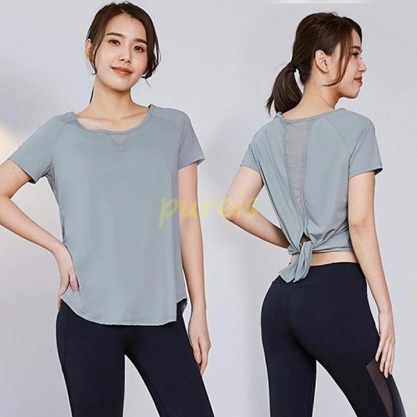 ウェア レディース 接触冷感 tシャツ 半袖 夏 スポーツウェア トップス おしゃれ 可愛い 涼しい ゆったり スポーツ_1
