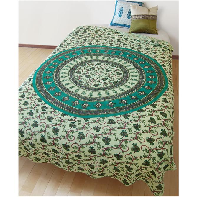 サークルデザインマルチカバー グリーン エスニック シングル ベッドカバー インテリア 布 アジア 雑貨 マルチクロス Mc 511 カイセリ屋 通販 Yahoo ショッピング