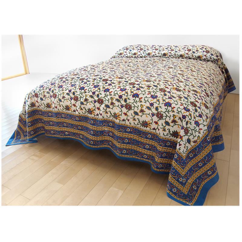 ダブルベッドサイズ マルチカバー ブルーフレーム ダブルベッドカバー アジアン エスニック ソファーカバー 花 プリント Mc 518 カイセリ屋 通販 Yahoo ショッピング