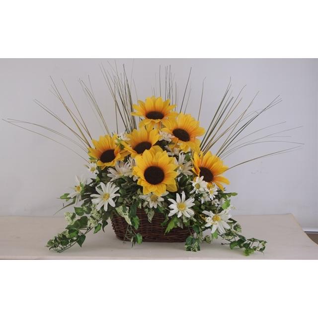 22年最新海外 店舗装飾 夏の装飾品 ひまわりかごアレンジ ヒマワリ 造花 アートフラワー Www Solidarite Numerique Fr