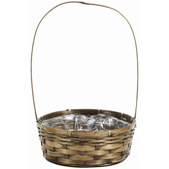 ＮＥＷ巾広バンブー手付 12個入り 花器 バスケット　取寄せ品