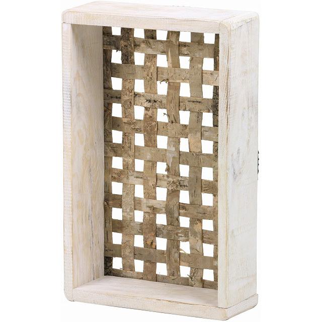 白樺木枠長方形Ｌ 花器 ベース ナチュラル素材 バスケット かご