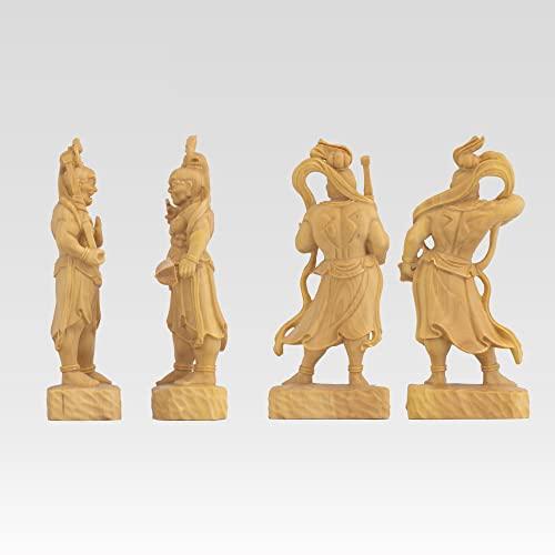 極小仏 金剛力士 9cm（2体セット 木製：ツゲ 金泥仕上）＿仁王