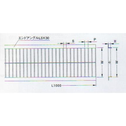 U字構グレーチング　細目ステンレス製　みぞ幅(120mm)　プレーンタイプ耐荷重14t適車種・大型トラック(長さ1000mm　高さ20mm)　YMFU120-20-P15　幅110mm