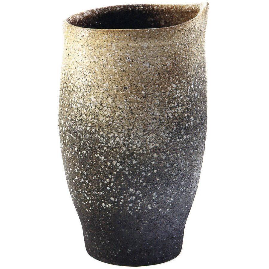 白窯変変形花器 16号 （信楽焼・花瓶・花入れ・花器・壺・壷・水盤・H 