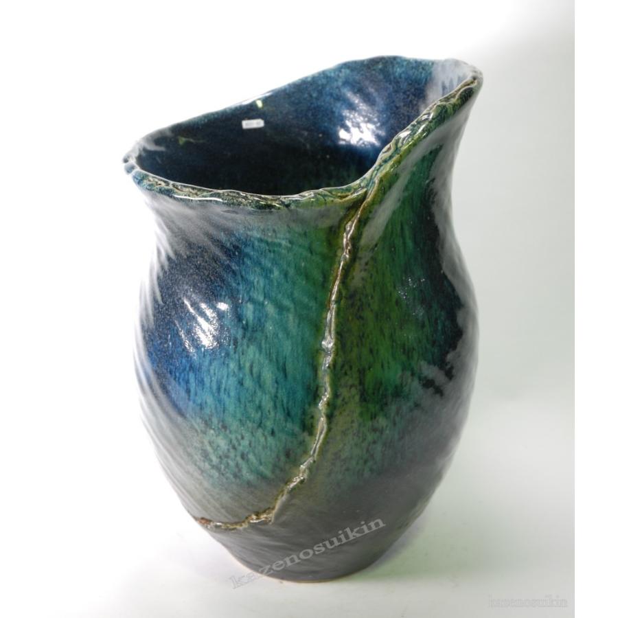高い素材 青ガラスひねり花器 13号 信楽焼 花瓶 花入れ 花器 壺 壷 水盤 H 高い素材 Studiostodulky Cz