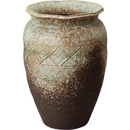 古窯変織部流し壺型花瓶 18号 （信楽焼・花瓶・花入れ・花器・壺・壷
