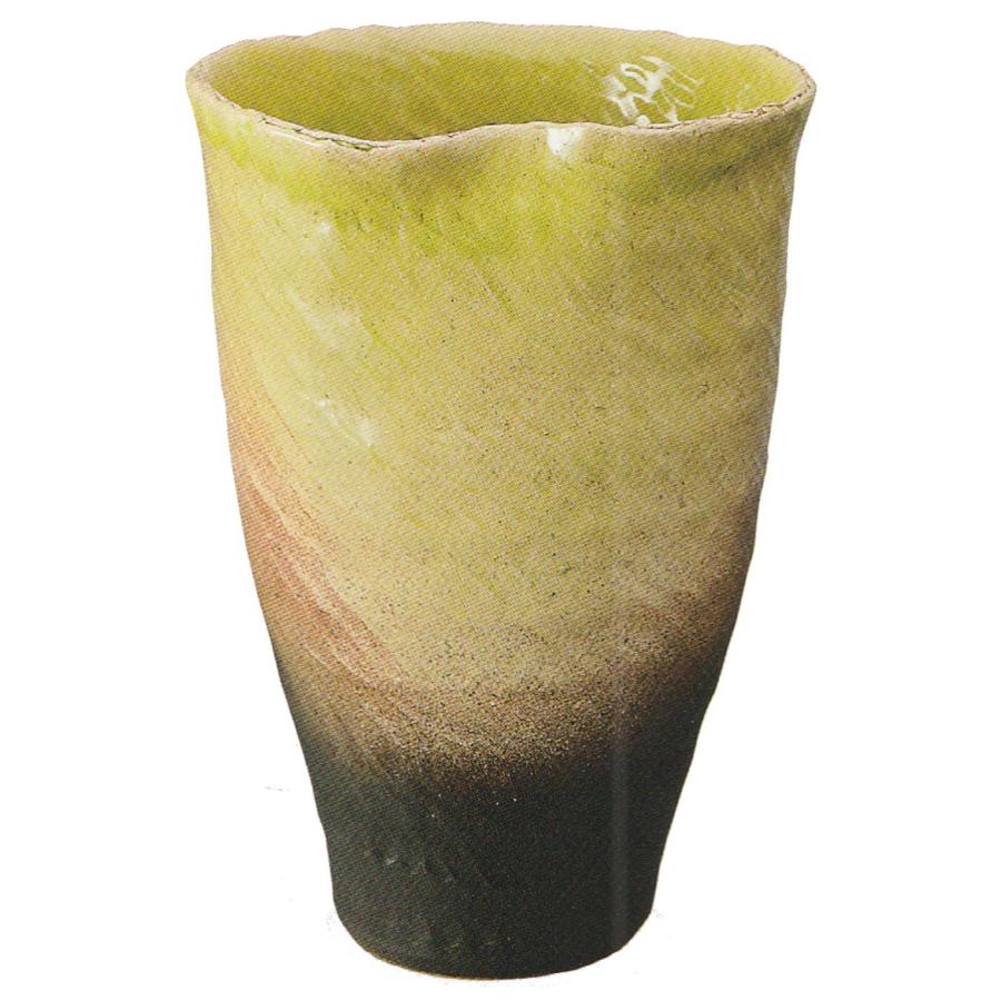 黄釉ひねり花器 16号 （信楽焼・花瓶・花入れ・花器・壺・壷