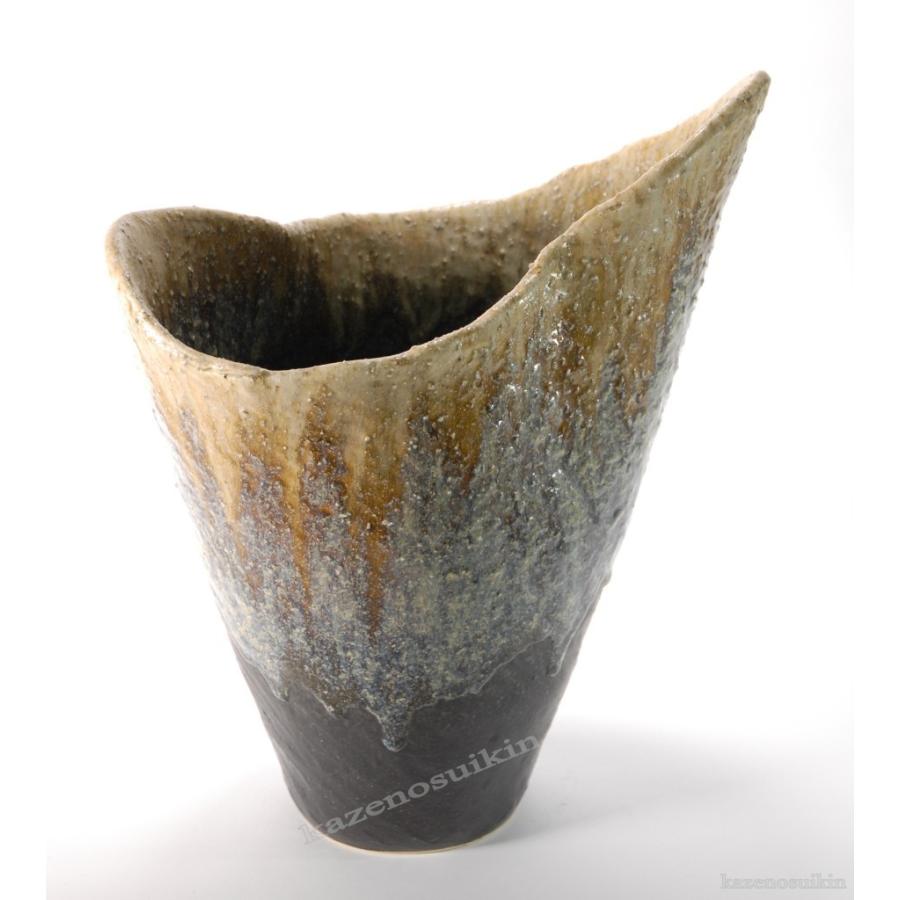 砂入茶窯変ひねり花器 14号 （信楽焼・花瓶・花入れ・花器・壺・壷・水盤・B005-08）_1