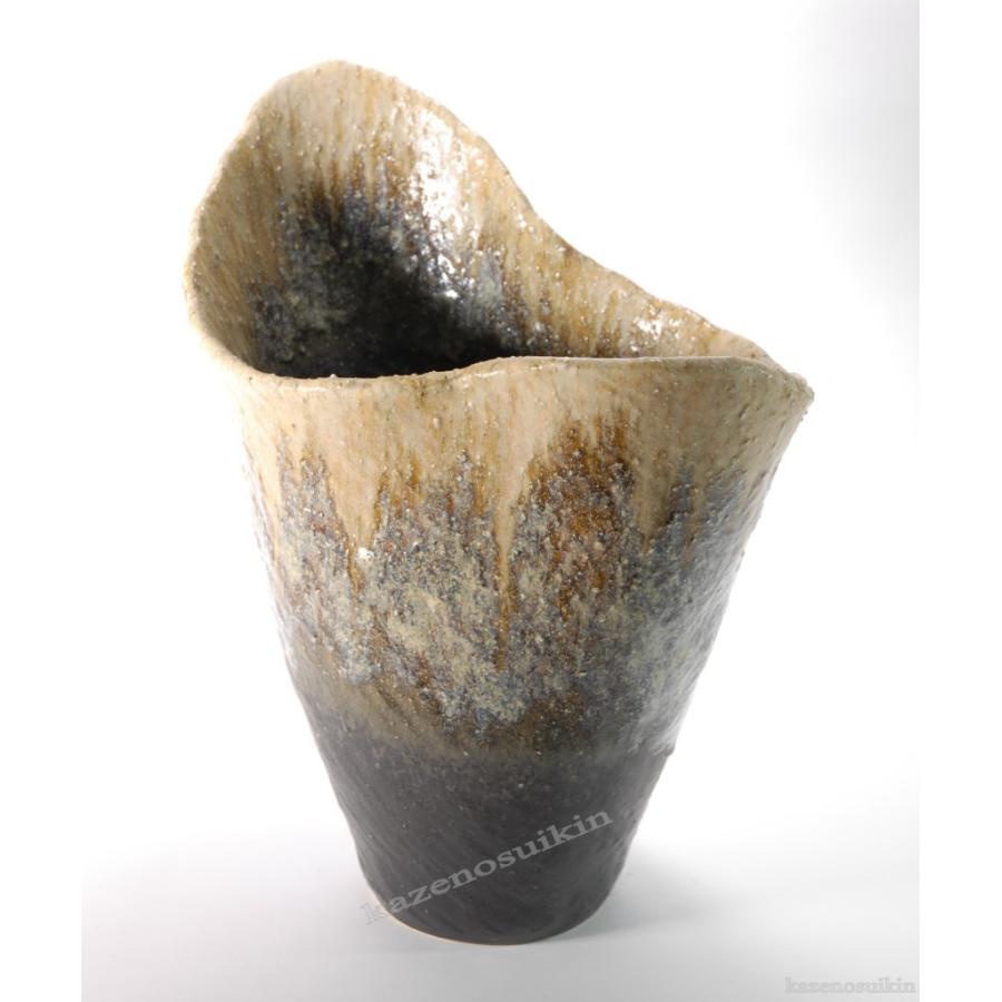 砂入茶窯変ひねり花器 14号 （信楽焼・花瓶・花入れ・花器・壺・壷・水盤・B005-08）_2