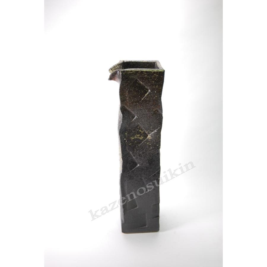 ☆美品 信楽焼 陶器 花入れ 花器 古陶ちぎり角☆