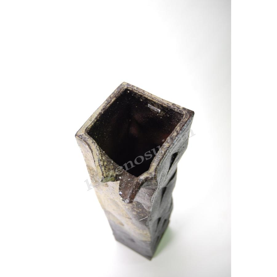 ☆美品 信楽焼 陶器 花入れ 花器 古陶ちぎり角☆