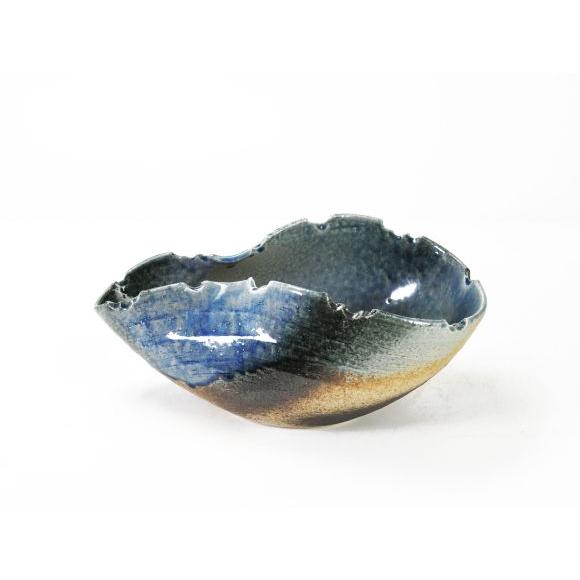 青ビードロほら貝型花器 11号（信楽焼き・陶器・花瓶・花入れ・花器