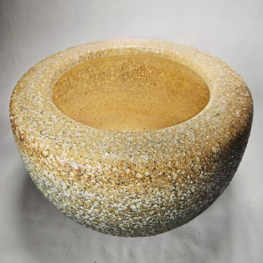 白砂火鉢 15号 本わら灰付き（信楽焼・陶器・暖房・火鉢・ひばち