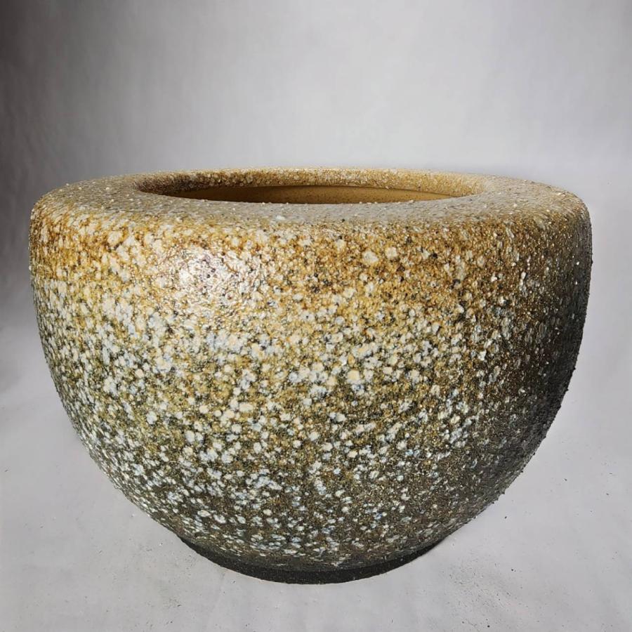 新品 信楽焼 火鉢 直径44cm 15号 窯変白砂 鉢カバー 特大 インテリア