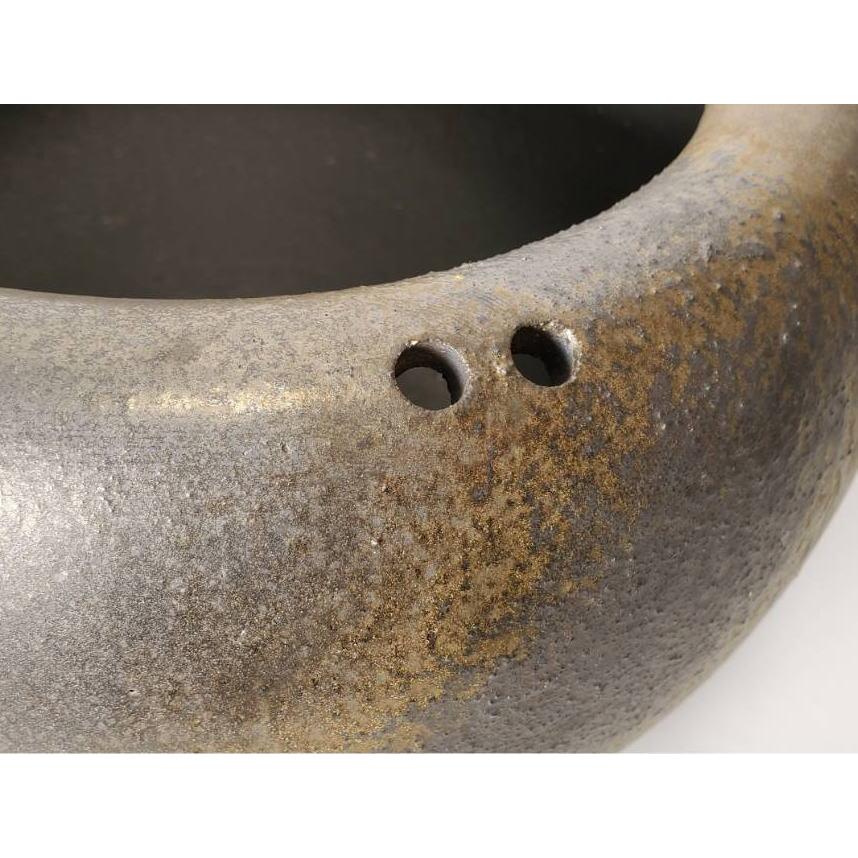 砂釉金彩火鉢 10号 4点セット（火箸・五徳・井ゲタ付き）（信楽焼