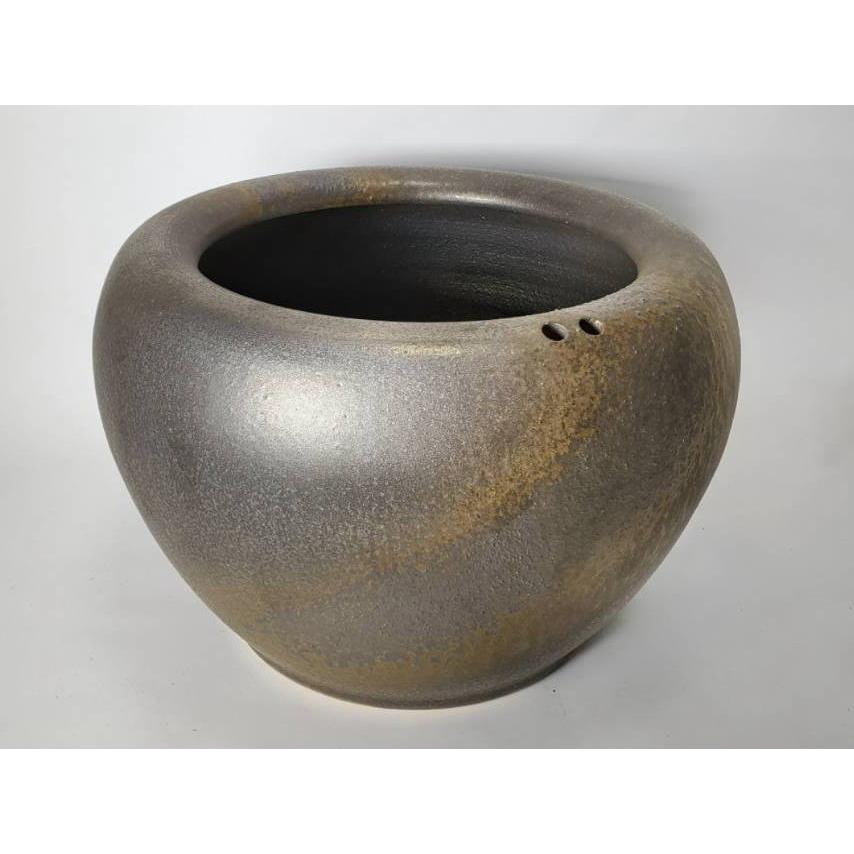 砂釉金彩火鉢 10号 5点 セット（高級わら灰 5L付き・火箸・五徳