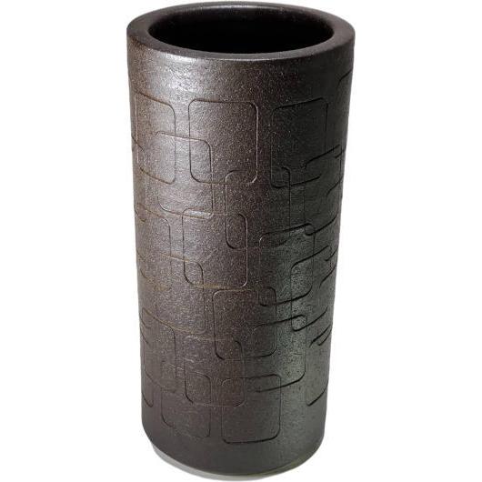 信楽焼傘立て  大容量❗黒釉彫 高さ４７cm 黒釉彫模様傘立 （信楽焼き・陶器・傘立・梅雨・玄関・収納