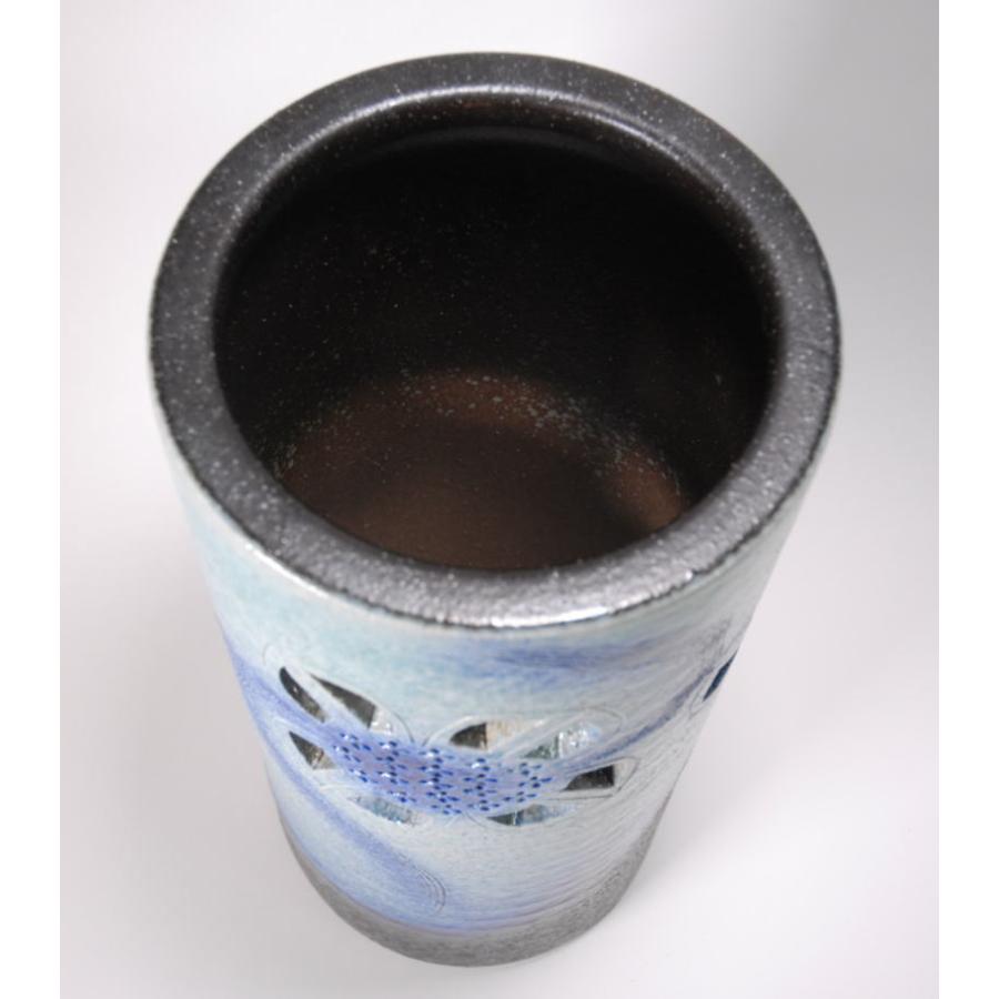トルコ青あじさい彫傘立て（信楽焼き・陶器・梅雨・雨・玄関・収納・B035-05） トルコ青あじさい彫傘立（信楽焼き・陶器・傘立て・梅雨・雨・玄関