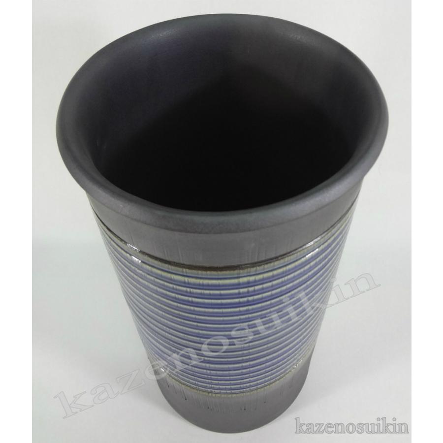青格子目傘立　（信楽焼き・陶器・傘立て・梅雨・雨・玄関・収納・B035-07） 青格子目傘立（信楽焼・陶器・傘立・梅雨・玄関・B035-07） : 風の水琴