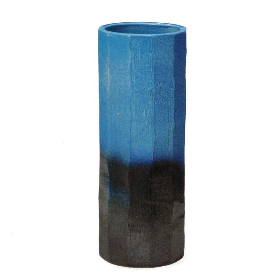 青ガラス釉面取傘立 （信楽焼き・陶器・傘立・梅雨・玄関・収納