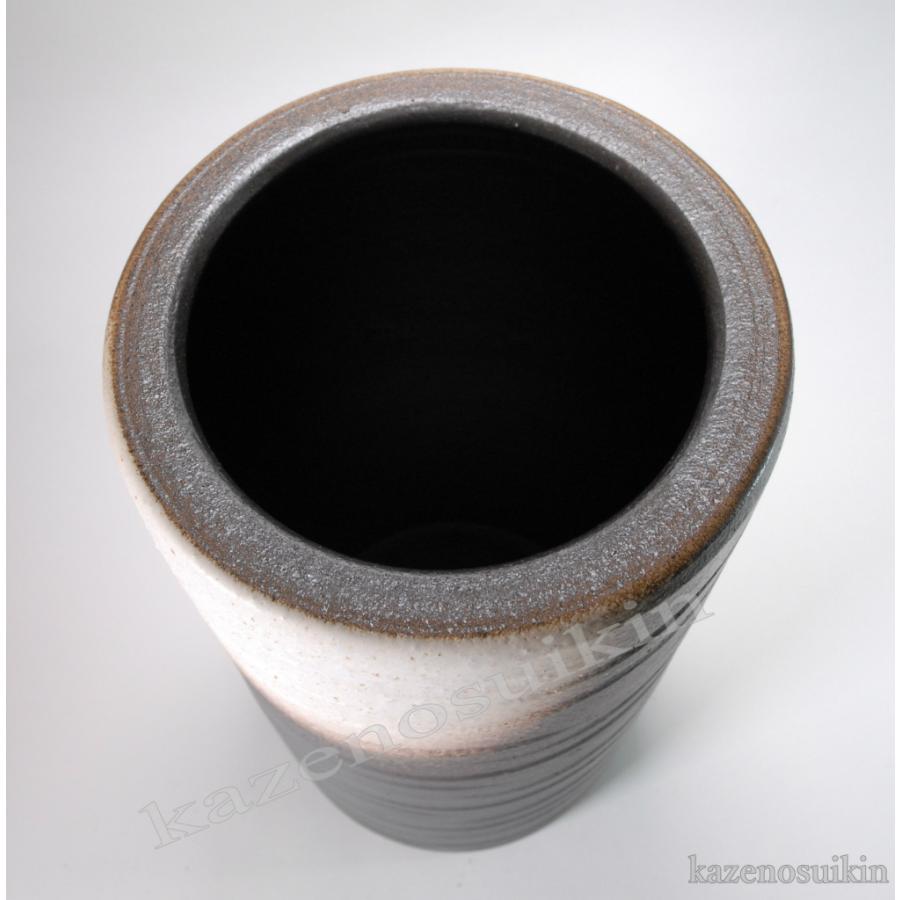 白釉波千段傘立 （信楽焼き・陶器・傘立・梅雨・玄関・収納 B037-09