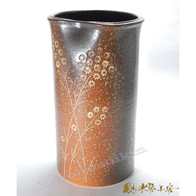 草花紋傘立 （信楽焼き・陶器・傘立・梅雨・玄関・収納 B037-11） : 風