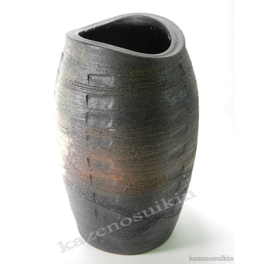 窯変たわみ傘立 （信楽焼・陶器・傘立・梅雨・玄関・B042-03） : 風の