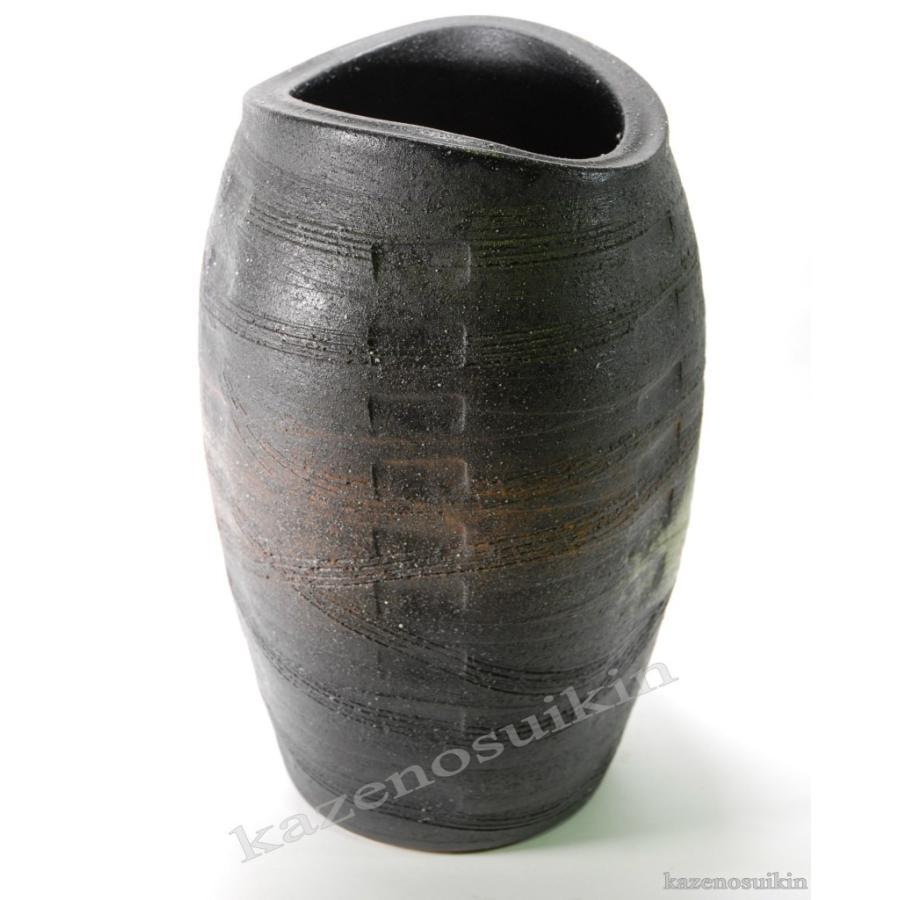 窯変たわみ傘立 （信楽焼・陶器・傘立・梅雨・玄関・B042-03） : 風の