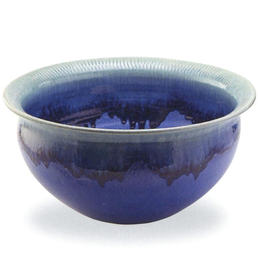 青ビードロ流しトチリ水鉢 15号 （信楽焼・陶器・水鉢・メダカ鉢